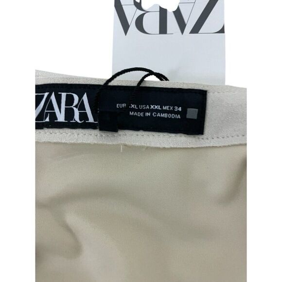 Zara Womens Faux Sued Jacket Size 2XL Ivory Beige Snap Shacket 4968/221 NWT - Picture 6 of 11